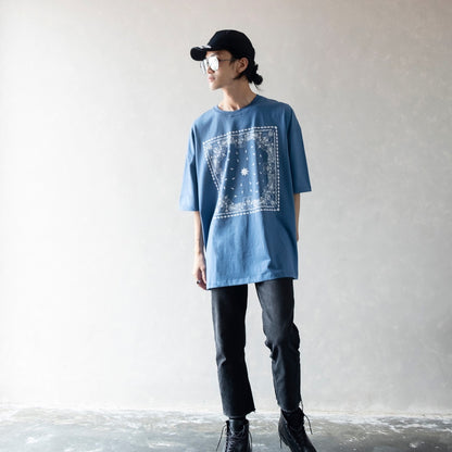 Hierarchy Studios Paisley Oversized T-shirt Blue