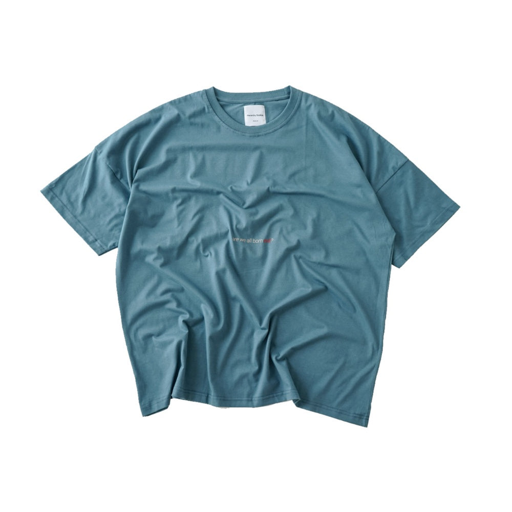 Hierarchy Studios - Wide Evil Logo Dusty Blue Oversized T-Shirt