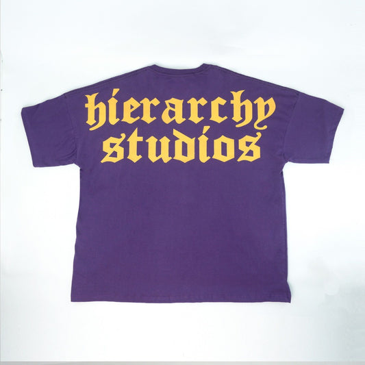 Hierarchy Studios - Purple Wide Logo Oversized T-Shirt