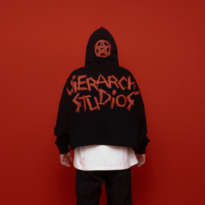 HIERARCHY STUDIOS Spellbound - Black Spellcaster Crop Oversized Hoodie