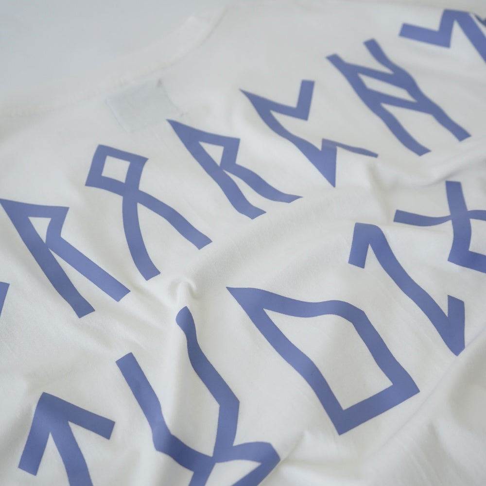 Hierarchy Studios - Runic Wide Logo Oversized T-Shirt Broken White