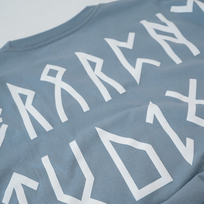 Hierarchy Studios - Runic Wide Logo Oversized T-Shirt Dusty Blue