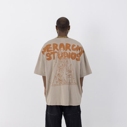 Hierarchy Studios VOH - Beige Pyramid Wide Oversized T-Shirt