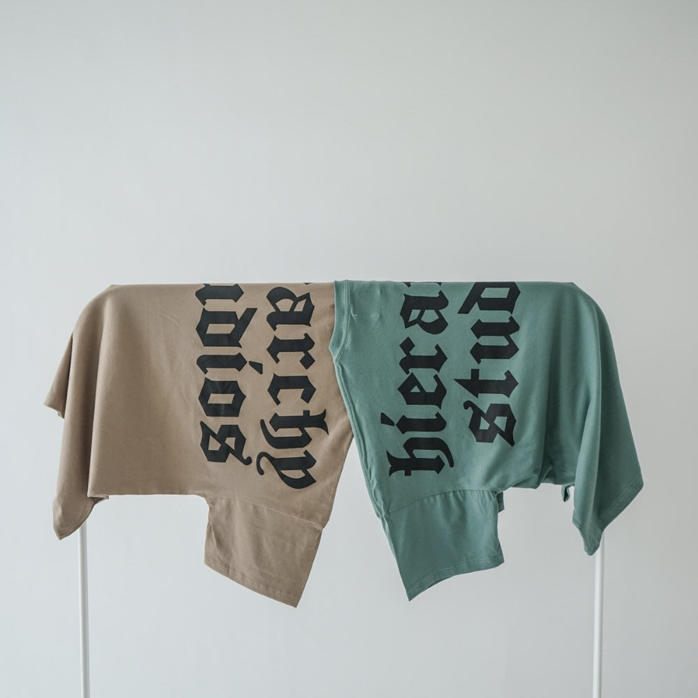 Hierarchy Studios - Dusty Green Wide Logo Oversized T-Shirt