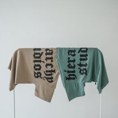 Hierarchy Studios - Dusty Green Wide Logo Oversized T-Shirt