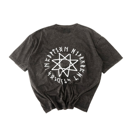 Hierarchy Studios - Runic Circle Oversized T-Shirt Washed Black