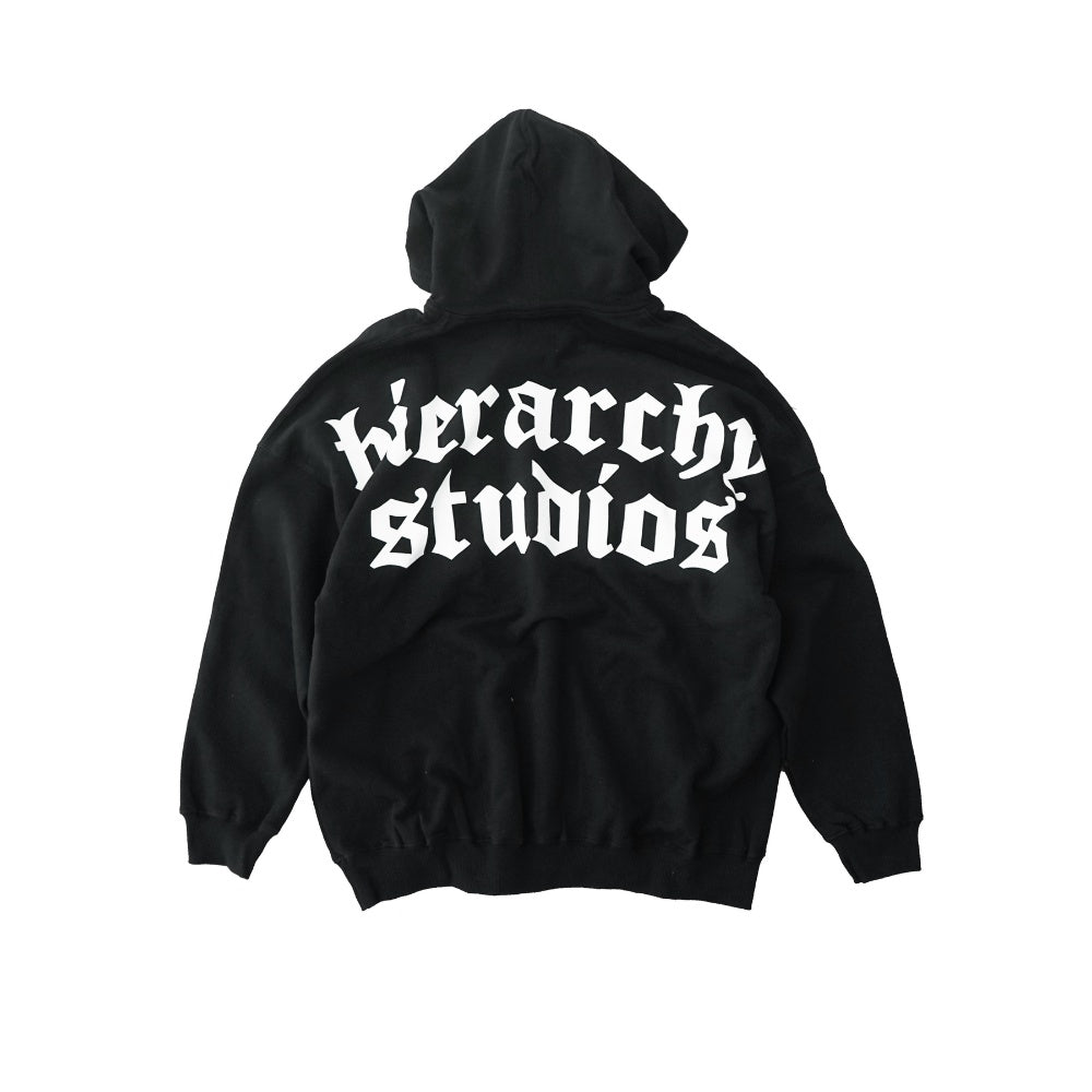 Hierarchy Studios - Black Wide Logo Oversized Hoodie