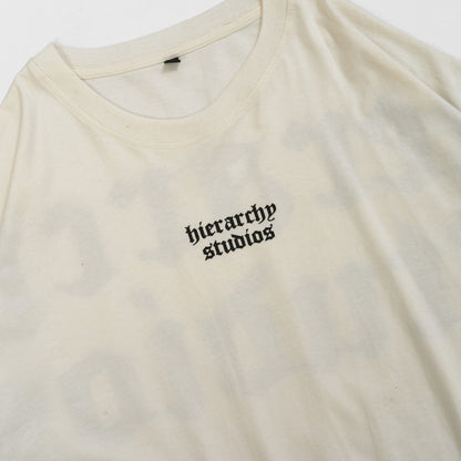 Hierarchy Studios - White Wide Logo Oversized T-shirt