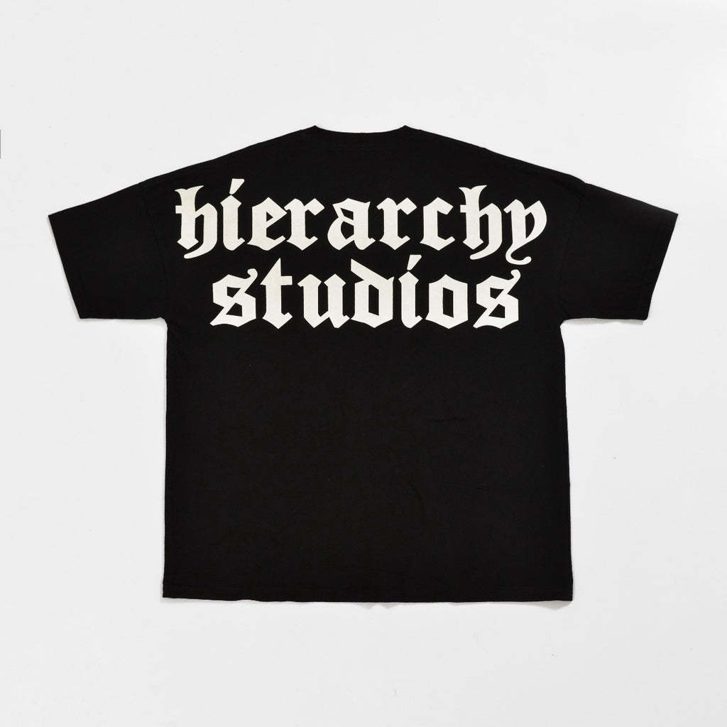 Hierarchy Studios - Black Wide Logo Oversized T-shirt