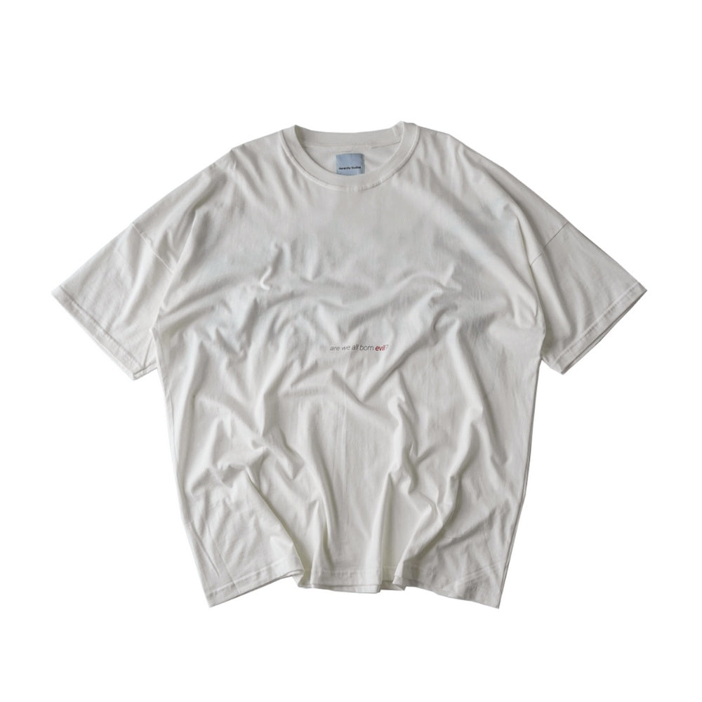 Hierarchy Studios - Wide Evil Logo Broken White Oversized T-Shirt