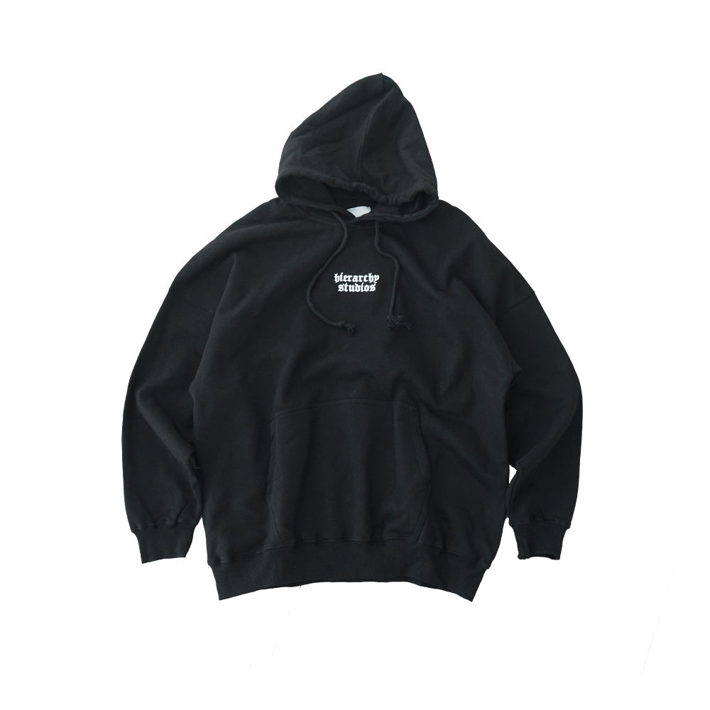 Hierarchy Studios - Black Wide Logo Oversized Hoodie