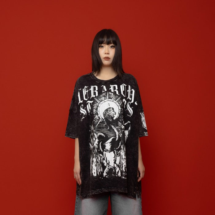 HIERARCHY STUDIOS Spellbound - Washed Black Reaper Oversized T-Shirt