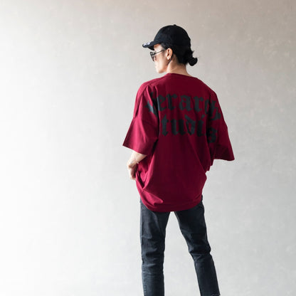 Hierarchy Studios - Maroon Wide Logo Oversized T-Shirt