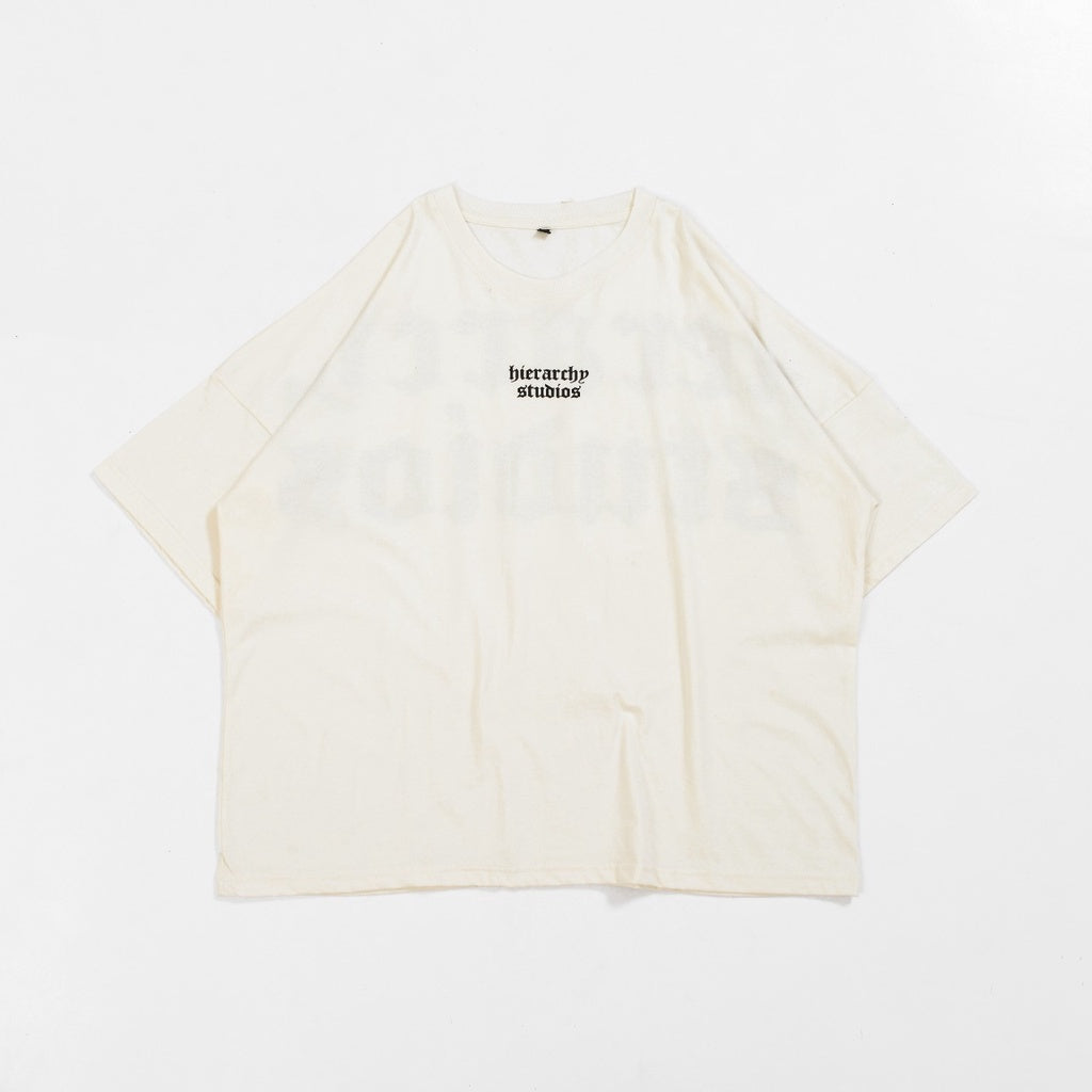 Hierarchy Studios - White Wide Logo Oversized T-shirt