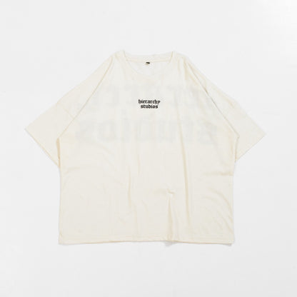 Hierarchy Studios - White Wide Logo Oversized T-shirt