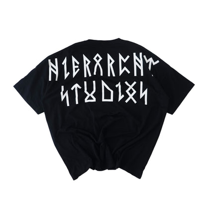 Hierarchy Studios - Runic Wide Logo Oversized T-Shirt Black