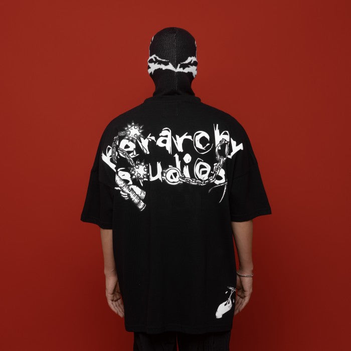 HIERARCHY STUDIOS Spellbound - Black Iron Mask Wide Oversized T-Shirt