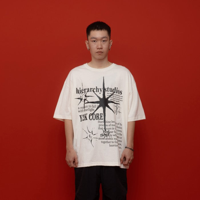 HIERARCHY STUDIOS Spellbound - White Starcore Oversized T-Shirt