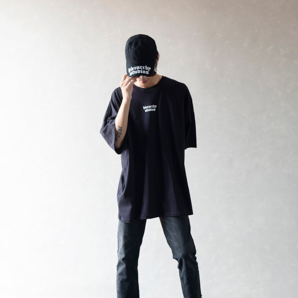 Hierarchy Studios - Black Wide Logo Oversized T-shirt