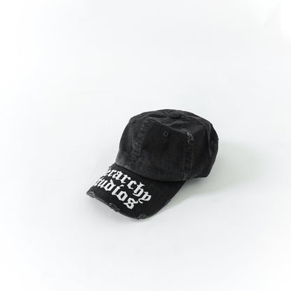 Hierarchy Studios - Distressed Black Wide Logo Baseball Cap