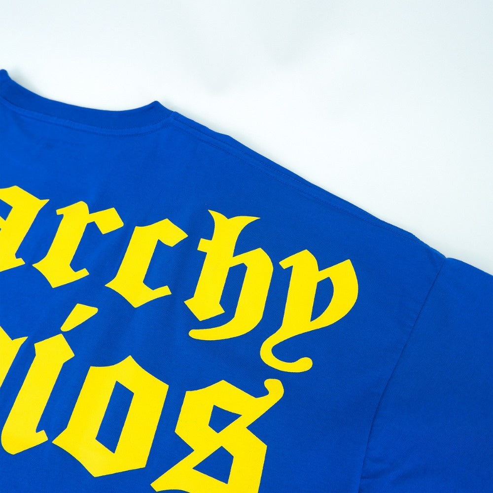 Hierarchy Studios - Blue Wide Logo Oversized T-Shirt