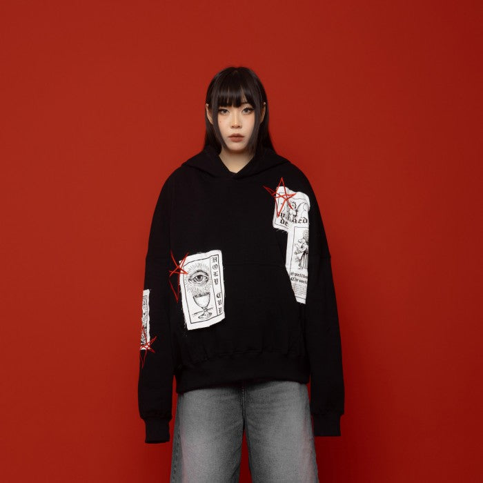 HIERARCHY STUDIOS Spellbound - Black Embroidered Wide Oversized Hoodie