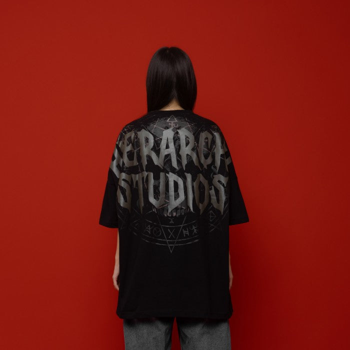 HIERARCHY STUDIOS Spellbound - Black Grunge Wide Oversized T-Shirt