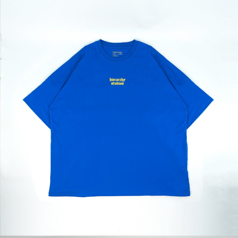 Hierarchy Studios - Blue Wide Logo Oversized T-Shirt