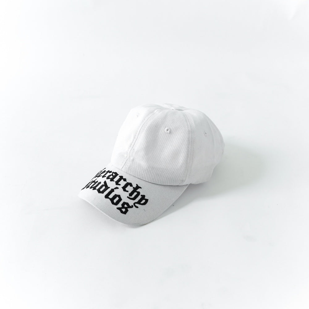 Hierarchy Studios - White Wide Logo Baseball Cap