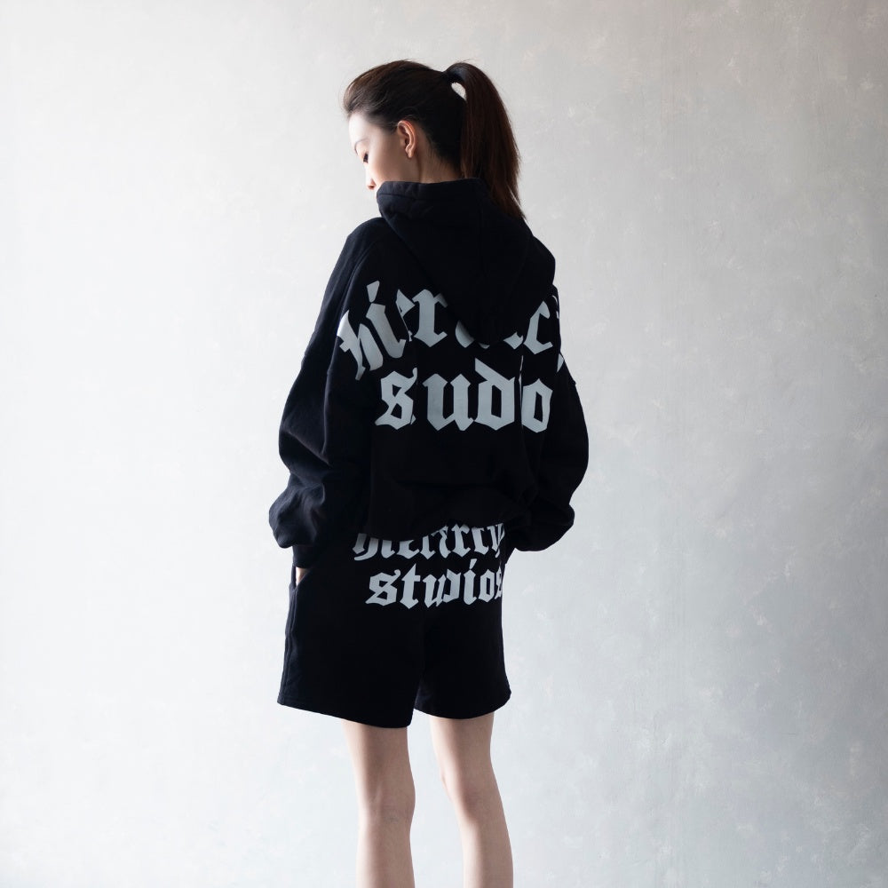 Hierarchy Studios - Black Wide Logo Oversized Hoodie