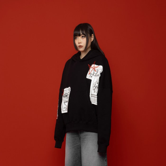 HIERARCHY STUDIOS Spellbound - Black Embroidered Wide Oversized Hoodie