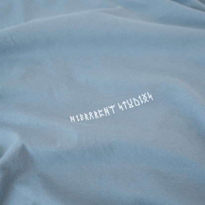 Hierarchy Studios - Runic Wide Logo Oversized T-Shirt Dusty Blue