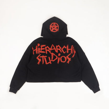 HIERARCHY STUDIOS Spellbound - Black Spellcaster Crop Oversized Hoodie