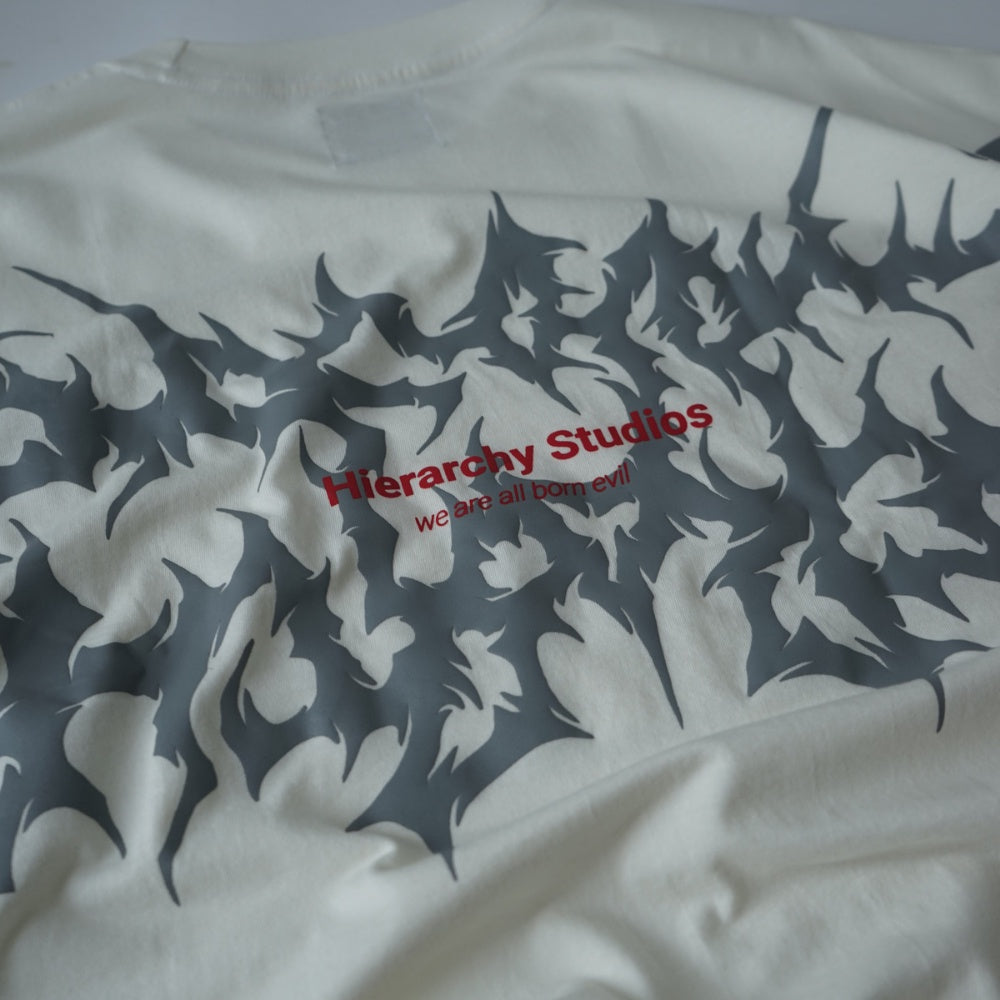 Hierarchy Studios - Wide Evil Logo Broken White Oversized T-Shirt