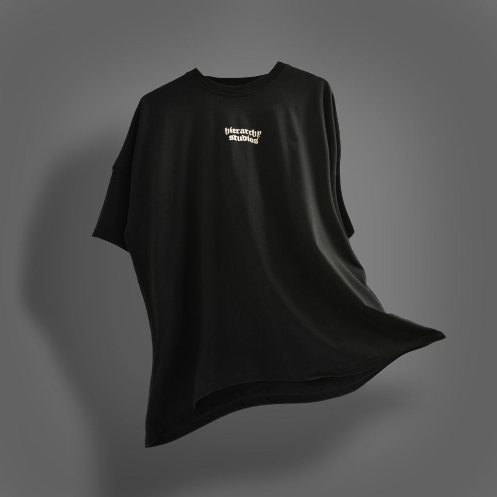 Hierarchy Studios - Black Wide Logo Oversized T-shirt