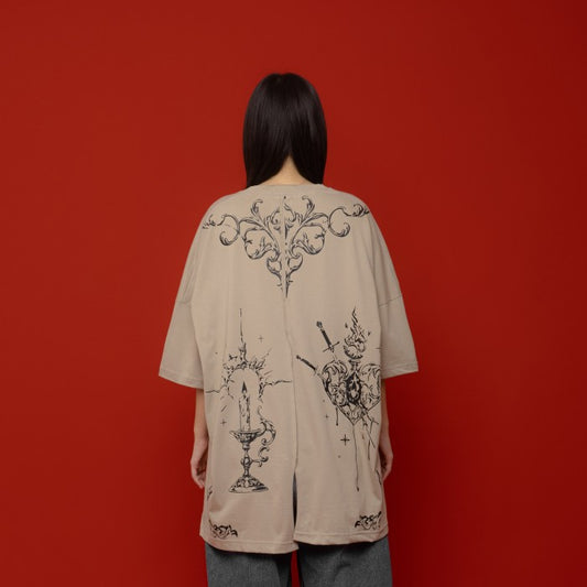 HIERARCHY STUDIOS Spellbound - Khaki Light Heart Oversized T-Shirt