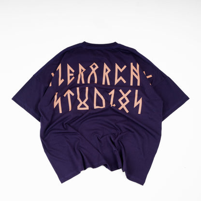 Hierarchy Studios - Runic Wide Logo Oversized T-Shirt Purple