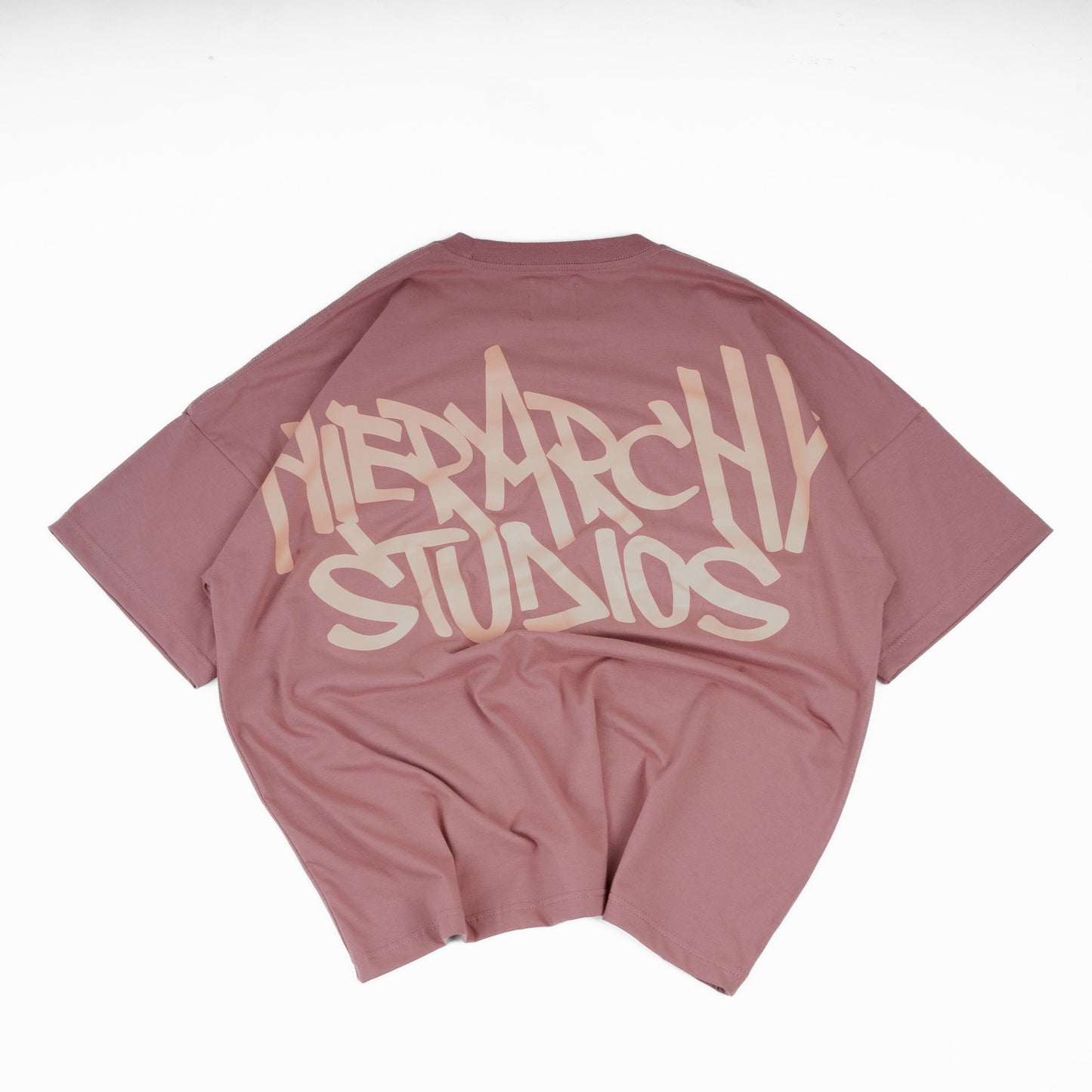 Hierarchy Studios - Graffiti Wide Logo Oversized T-Shirt Dusty Pink