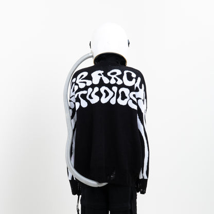 Hierarchy Studios - New Error Fluid Wide Logo Oversized Knitwear Black