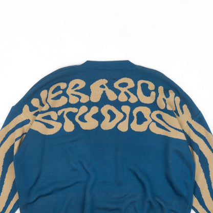 Hierarchy Studios - New Error Fluid Wide Logo Oversized Knitwear Blue