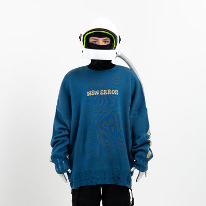 Hierarchy Studios - New Error Fluid Wide Logo Oversized Knitwear Blue