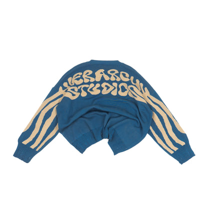 Hierarchy Studios - New Error Fluid Wide Logo Oversized Knitwear Blue