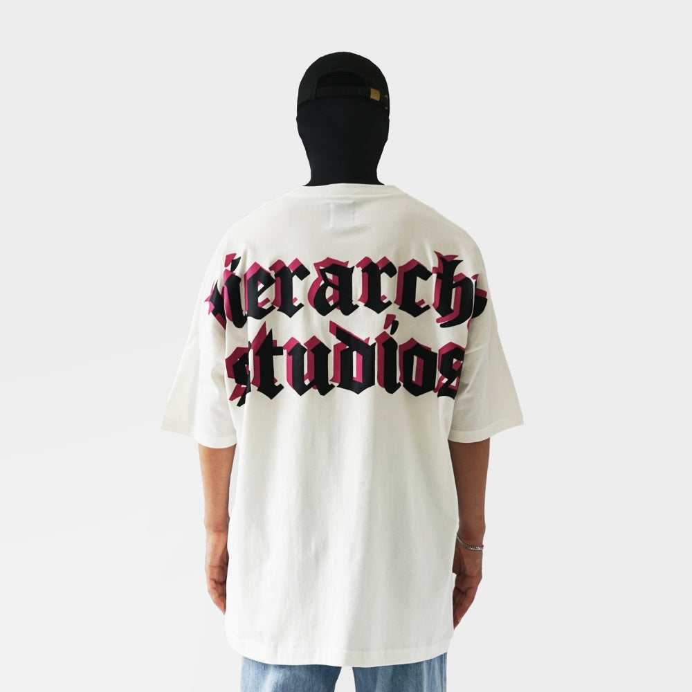 Hierarchy Studios - Layered Wide Logo Oversized T-Shirt White