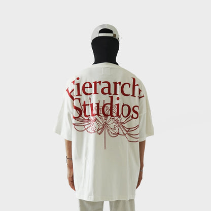 Hierarchy Studios - Flowers Wide Spider Lily Oversized T-shirt White