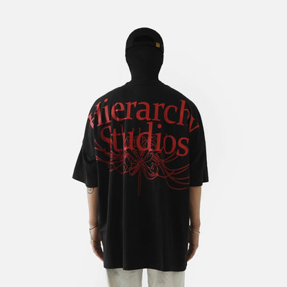 Hierarchy Studios - Flowers Wide Spider Lily Oversized T-shirt Black