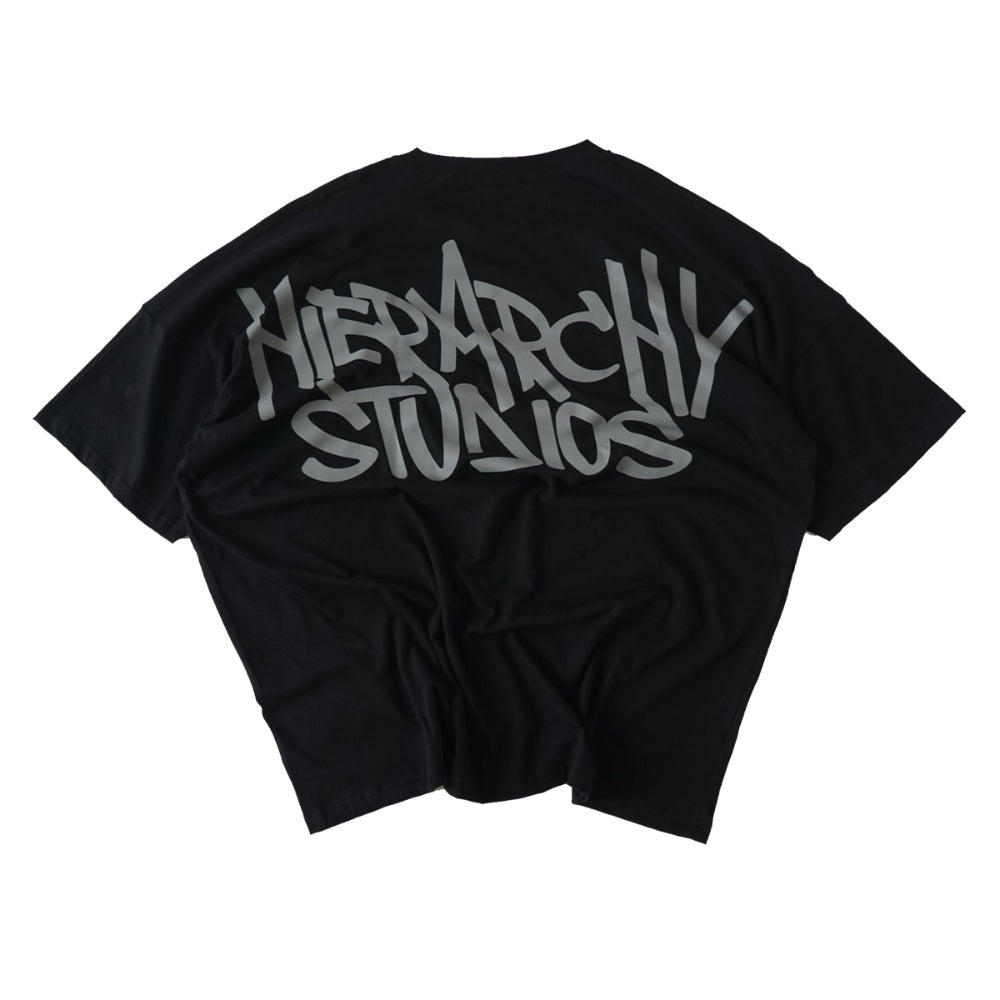 Hierarchy Studios - Graffiti Wide Logo Oversized T-Shirt Black