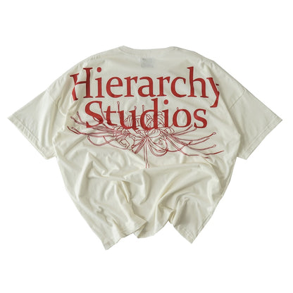 Hierarchy Studios - Flowers Wide Spider Lily Oversized T-shirt White