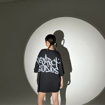 Hierarchy Studios - Graffiti Wide Logo Oversized T-Shirt Black