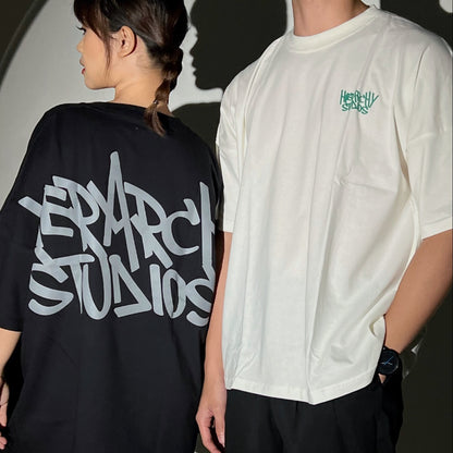 Hierarchy Studios - Graffiti Wide Logo Oversized T-Shirt Black