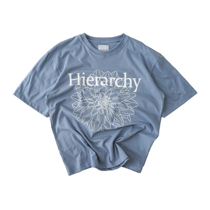 Hierarchy Studios - Flowers Dahlia Oversized T-Shirt Steel Blue